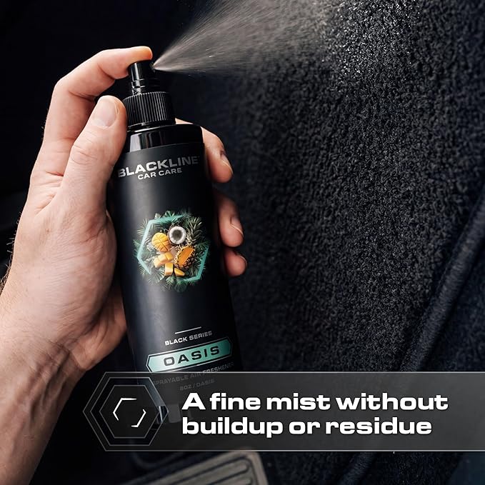 Blackline Car Care - Leather Car Air Freshener, Long-Lasting, Oder Eliminator, for Cars, Trucks, SUV, or Home Use - 8 fl OZ - Scent Spray
