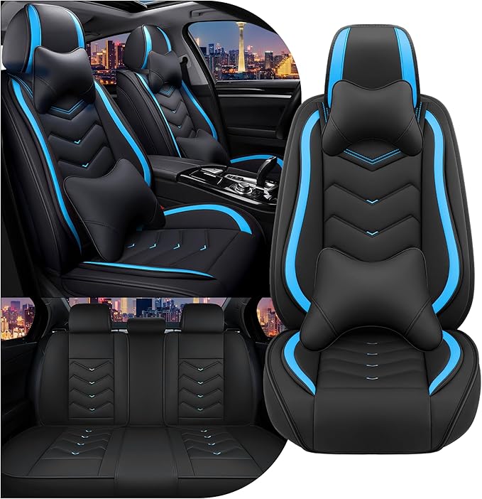 CTDS Car Seat Covers for Honda HR-V 2016-2026, Stylish Sport Seat Cover, Premium Nappa Leather Car Seat Cover. Automobile Seat Covers Sets.(Luxury 5 Seats/Black Blue)