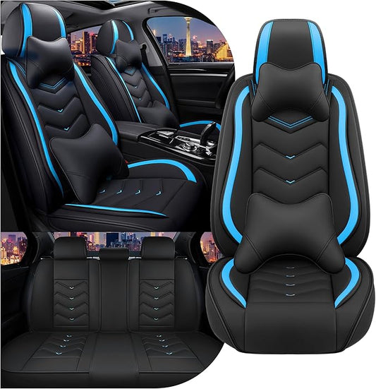 CTDS Car Seat Covers for Toyota RAV4 2000-2026, Stylish Sport Seat Cover, Premium Nappa Leather Car Seat Cover. Automobile Seat Covers Sets.(Luxury 5 Seats/Black Blue)