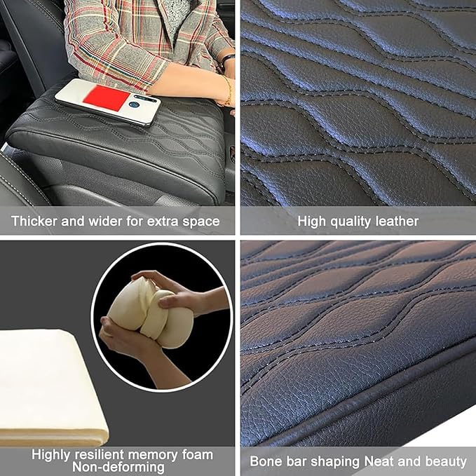 Leather Car Armrest Box Pad for Tesla Cybertruck 2023 2024, Memory Foam Car Center Console Cover Comfort Waterproof Arm Rest Cushion Pad Universal Accessories,B/Gray
