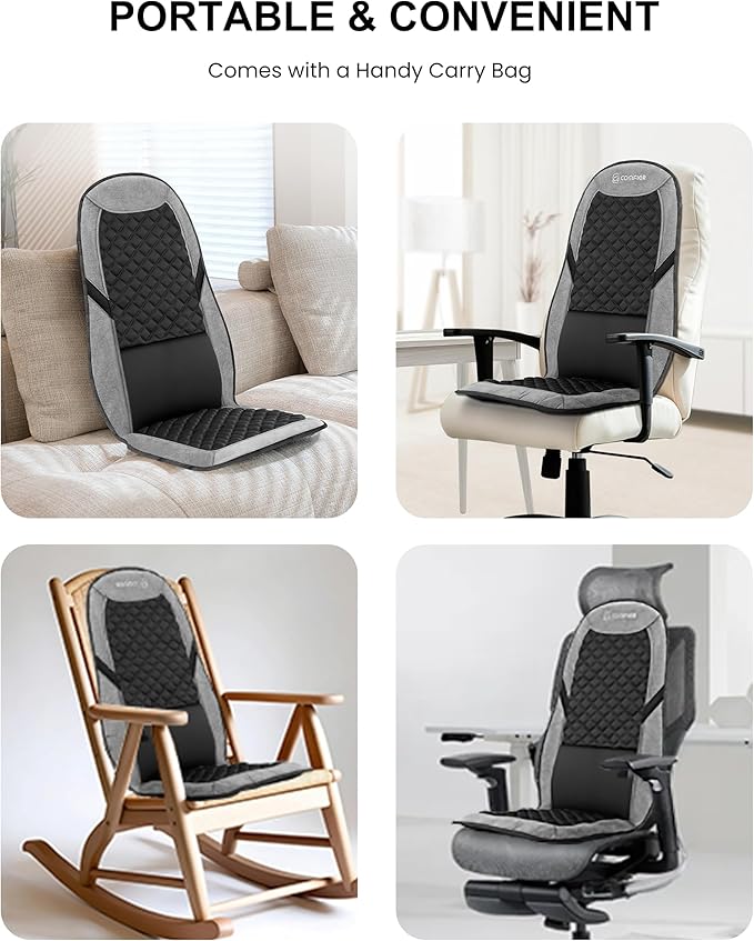 COMFIER Back Massager with Heat,Massage Chair Pad,Massage Seat Cushion with Adjustable Lumbar Support,Back Massage for Pain Relief,Chair Massager for Recliner,Gifts for Women Men Mom Dad
