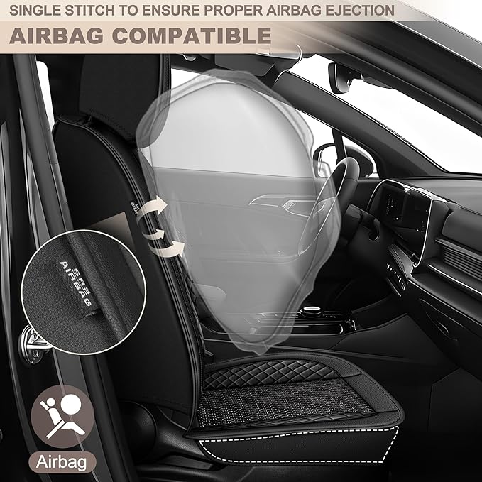 TTX LIGHTING for Acura TL 2004-2014 Car Seat Covers, Breathable Ice Silk & Leather Seat Protector, Cool & Anti-Sweat for Long Driving, Airbag Compatible, 5 Seats Full Set (Black)
