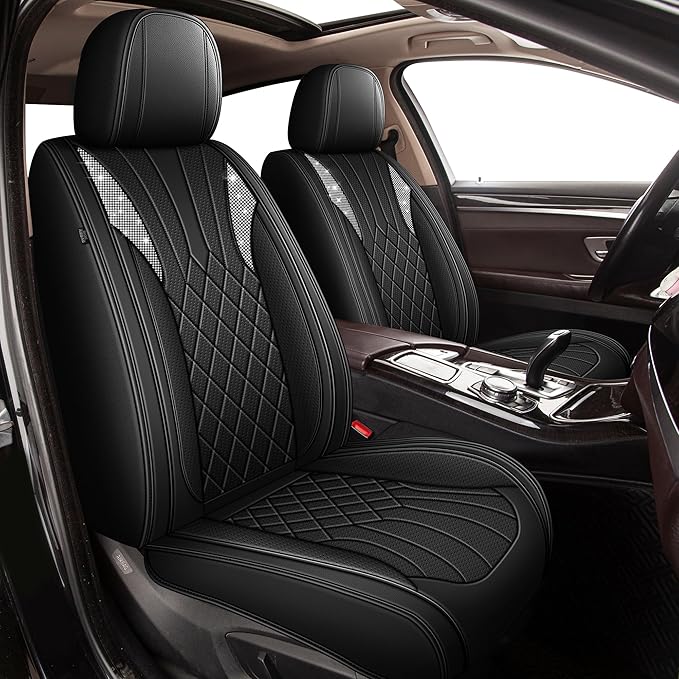 Bling Diamond Embroidered Seat Covers for Subaru Impreza 2012-2025 2026, Full Set 5 Seats, Sparkle Rhinestone Breathable Perforated Faux Leather Car Seat Covers for Women (Black)