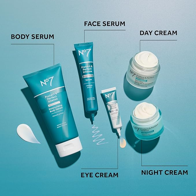 No7 Protect & Perfect Intense Advanced Night Cream Fragrance Free - Vitamin E & Shea Butter Face Cream - Fine Line Reducing Moisturizer with Collagen Peptide Technology (1.69 fl oz)