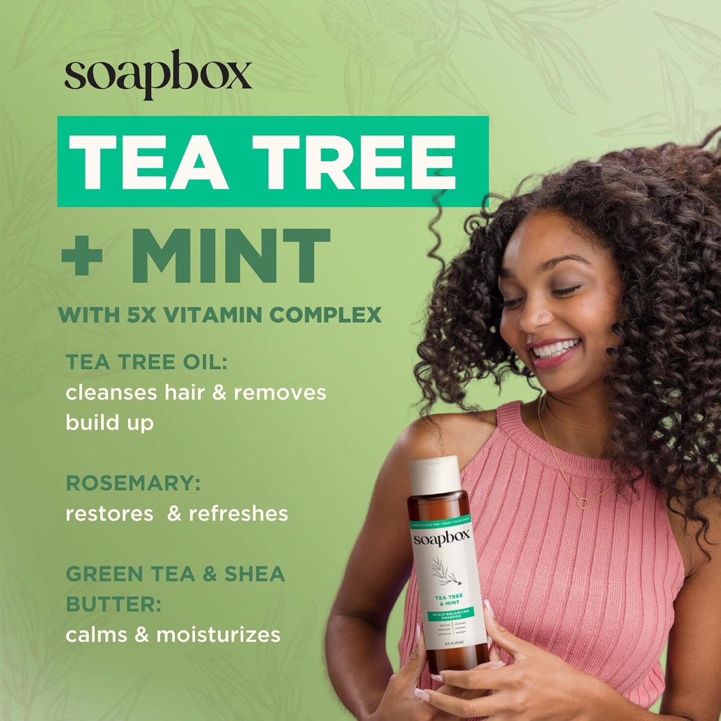 Soapbox Tea Tree Conditioner, Harsh Sulfate Free, Paraben Free, Silicone Free, Color Safe, and Vegan Hair Conditioner (33.8 Ounces)