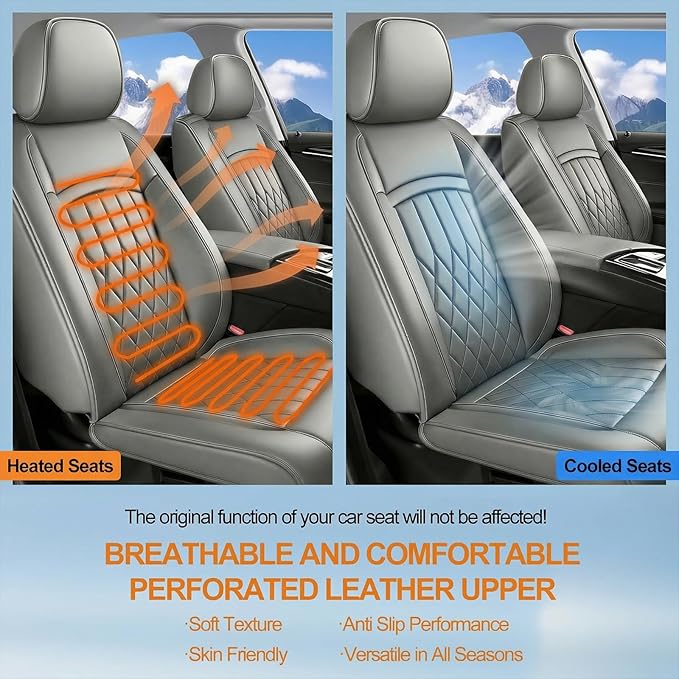 Fit RDX Car Seat Covers for Acura RDX 2010-2025 2026 - Premium Leather, Waterproof, All-Weather, Airbag Compatible, Anti-Slip, Breathable, Easy Install, Seat Protectors, Full Set, Gray