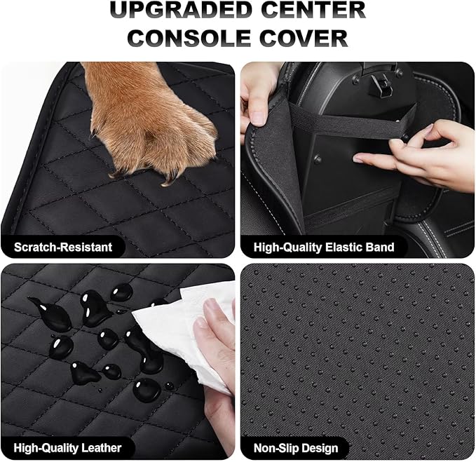 Upgraded Car Center Console Cover Fit for Camry Faux Leather Car Armrest Cover Cushion with 2 Storage Bags,Car Armrest Storage Box Interior Accessories(Black)