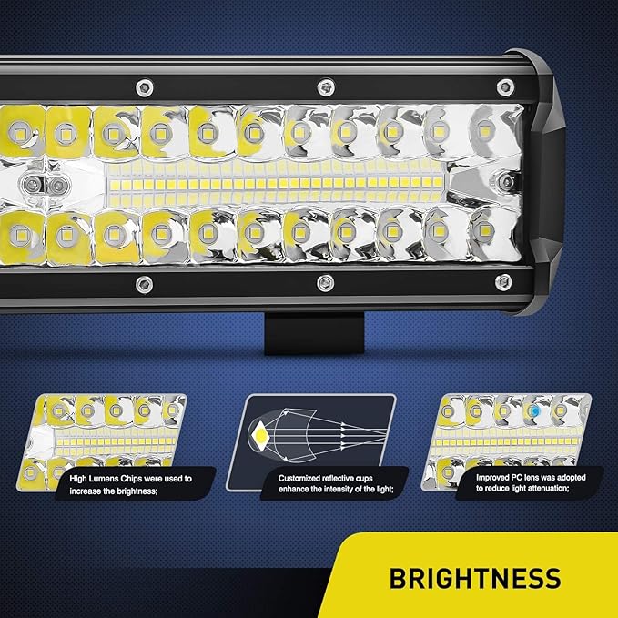Nilight 12Inch 300W Triple Row Flood Spot Combo 30000LM Driving Boat Led Off Road Lights 16AWG Wiring Harness Kit-One Lead for Truck,2 Years Warranty