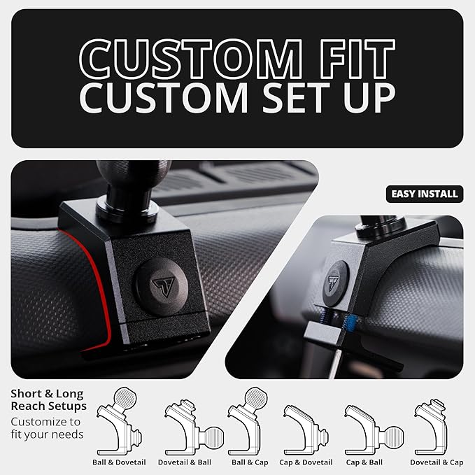 Tackform Link Phone Mount with Top Dash Clip - Compatible with 2021-2025 Ford Bronco | Aluminum | Zero Slip, Anti-Scratch | Compatible with MagSafe | Universal Magnetic Holder | 2" Arm | Black Knob