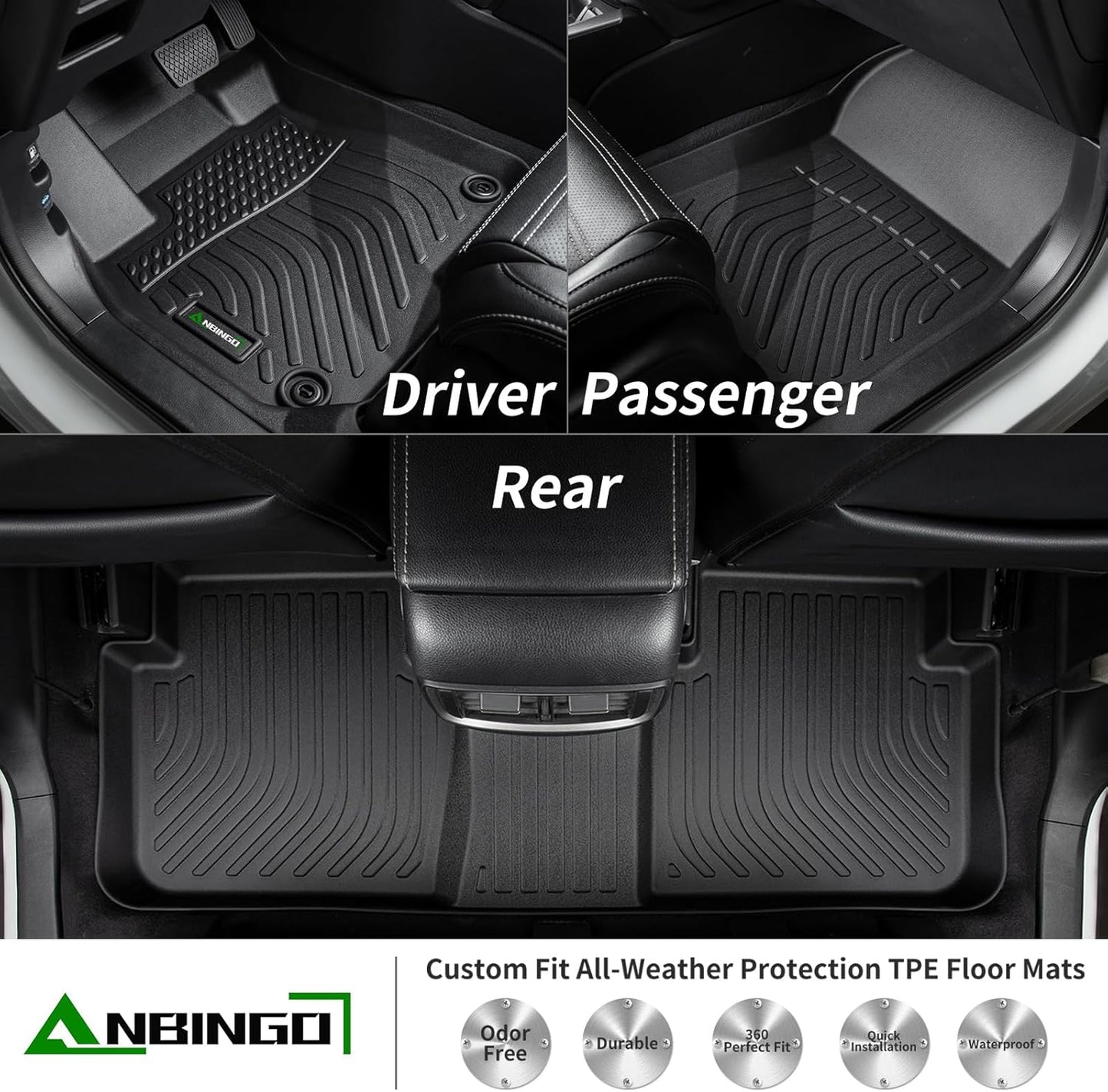 ANBINGO®-Floor Mats & Cargo Liner for Toyota Corolla Cross AWD 2022 2023 2024 2025 2026 (Not for Fuel FWD & Hybrid) All Weather Waterproof for 2024 Corolla Cross Car Mats Accessories