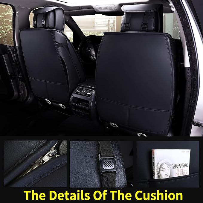 Aierxuan Car Seat Covers Full Set Universal Fit for Honda Civic Accord CRV, Toyota Camry Prius Rav4 Corolla, Kia, Lexus, Nissan, Mazda, Jeep Cherokee and Most Cars, with Waterproof Leather (Black)