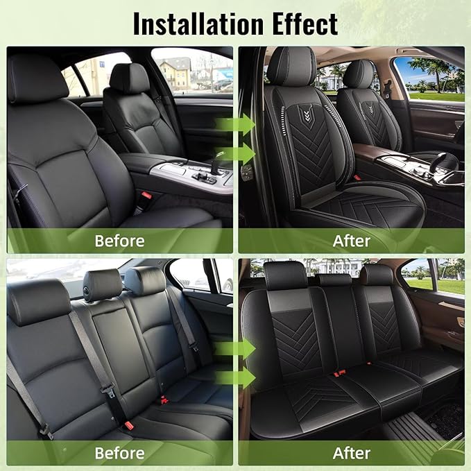 AOMSAZTO Car Seat Covers Fit for Kia Seltos 2021-2025 2026 Full Set Premium Seat Covers Waterproof Leather Automotive Seat Cushion Protector Compatible with Airbag(5 Seats,Grey)