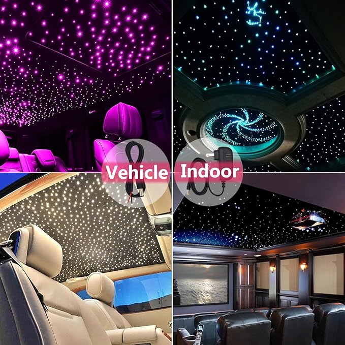 32W Bluetooth APP Control Music Sync Fiber Optic Light Source RGBW Light Box Engine Diver for Car Starlight Headliner Home Indoor Star Ceiling Decoration