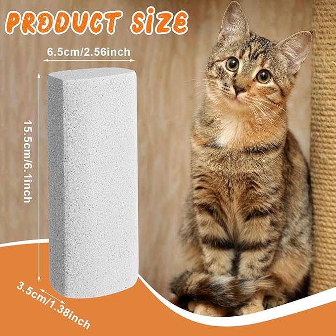Abbylike 6 Pcs Pet Hair Remover Pumice Stone Car Pet Hair Removal Tool for Bedding Carpet Couch Furniture Cleaning (6.1 x 2.56 x 1.4 Inch,Gray)