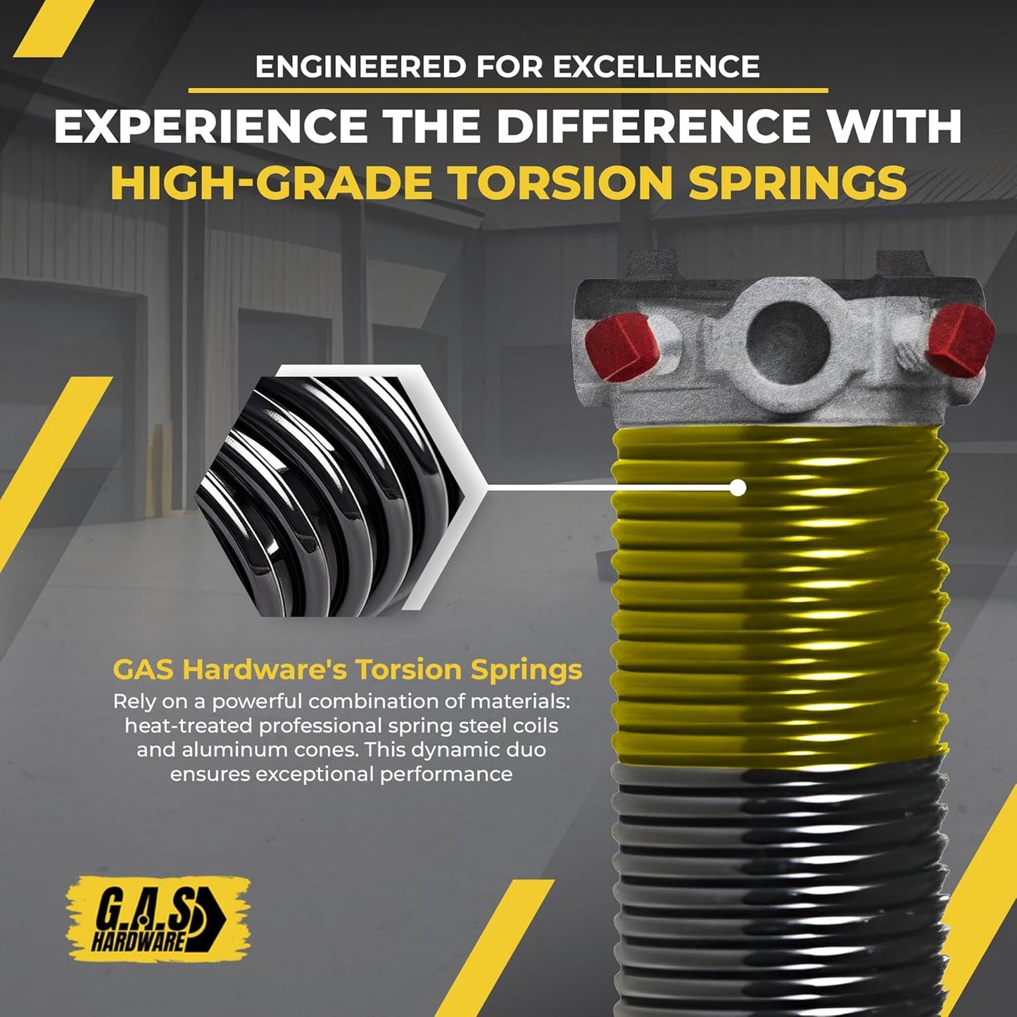 Garage Door Torsion Springs 250x2x34, IIncludes 1” Steel Bearing, Gloves, and Winding Bars for The Left and Right Side of Garage Door Precision E-Coating 5-Year Warranty Minimum 30,000 Cycles (Pair)