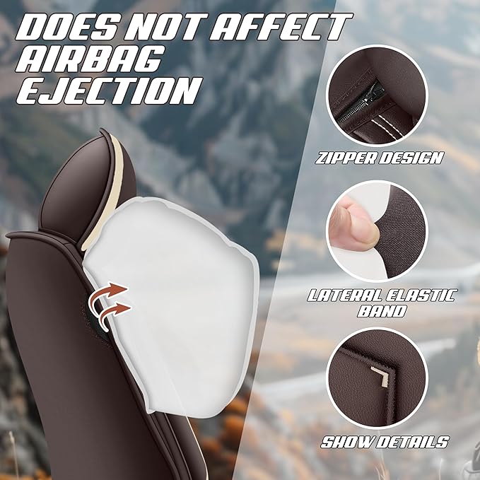 Car Seat Covers Fit for Toyota rav4 2000-2026, Stylish Sport Seat Covers, Waterproof Wear-Resistant Premium Nappa Leather Car Seat Cover.(2 Pcs Front/Coffee Color)