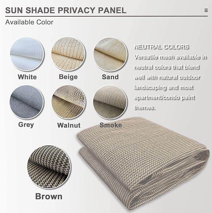 Alion Home Sun Shade Privacy Panel with Grommets and Hems on 4 Sides for Patio, Awning, Window, Pergola or Gazebo - Mocha Brown (8' x 14')