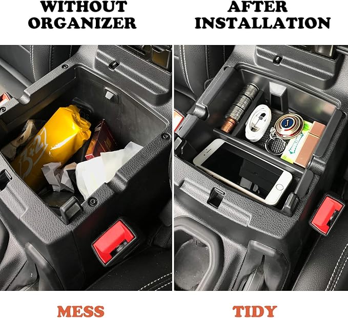 Compatible with Center Console Organizer Tray Jeep Wrangler JL/JLU 2018-2021 2022 2023 2024 2025 2026 and Jeep Gladiator JT Truck 2020-2023 2024 2025 2026 Insert Armrest Accessories (Not for JK/JKU)