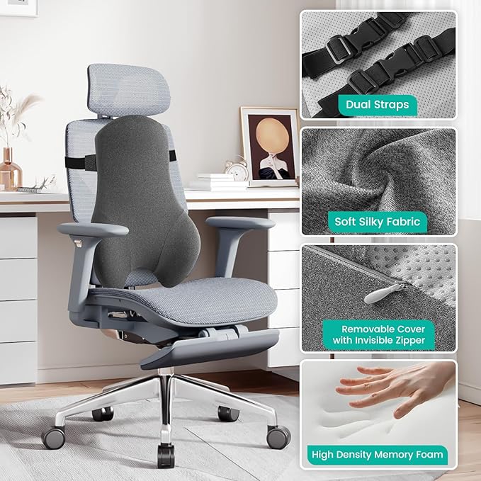 High Back Support for Office Chair Fully Support Entire Back for Comfort,Pain Relief and Posture Improved- Memory Foam Lumbar Support Pillow for Office Chair,Recliner