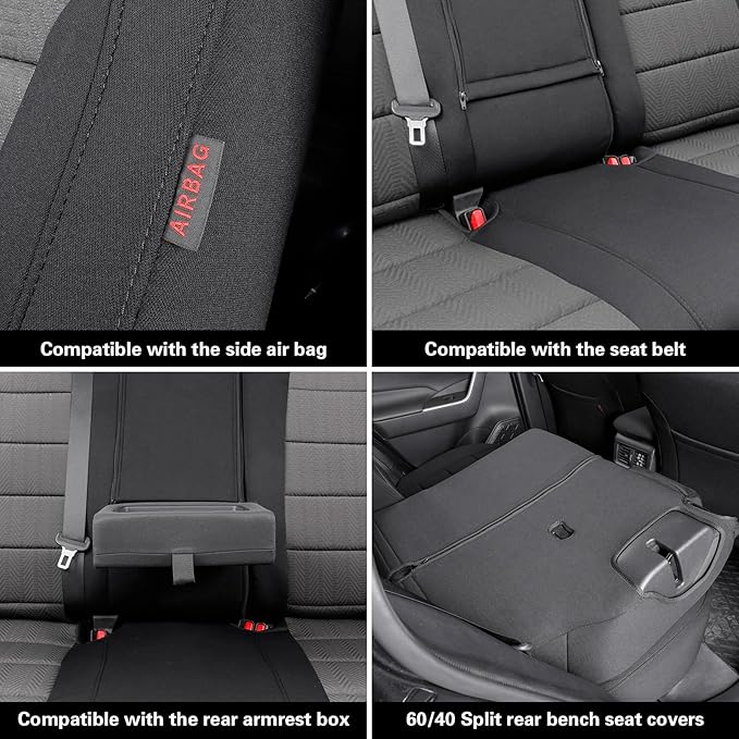 coverdream Rav4 Seat Covers Custom Fit for 2019-2024 2025 Toyota Rav4 LE,XLE,XLE Premium,Limited,Full Coverage Polyester Car Seat Protector(Full Set,Black & Gray)