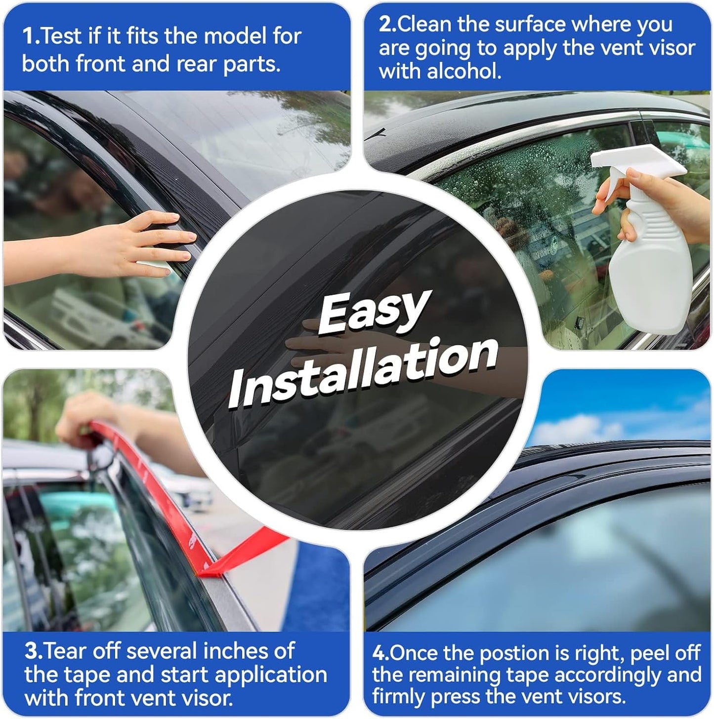 Window Visors Rain Guards Shield for 2021 2022 2023 2024 2025 Hyundai Elantra, Out-Channel Window Vent Wind Deflectors Visors Shades for 21-25 Elantra