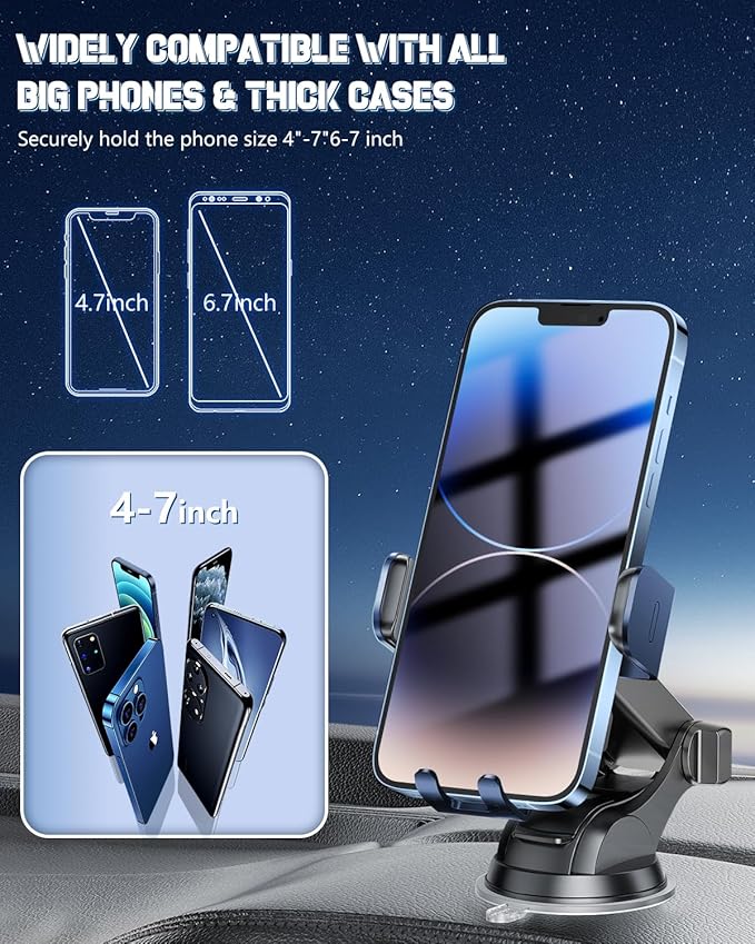 BothLin Wireless Car Charger, Fast Charging Phone Holder 3 in 1 Phone Mount Auto Clamping Car Accessories Compatible with iPhone 17 16 15 14 13 12 11 Xs XR, Samsung S23 Ultra S22 S21 S20(Deep Blue)