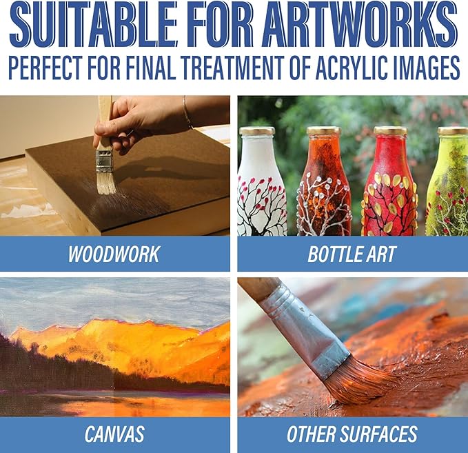 Gloss Varnish for Acrylic Painting, Artist's Acrylic Varnish, Non-Yellowing, Non-Toxic, Anti-Crazing, High Gloss Finish, Clear Coat for Artwork, for Pro & Hobby Artists
