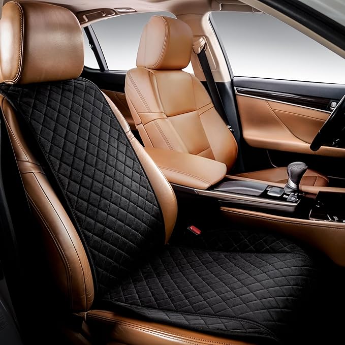 IVICY Faux Suede Front Car Seat Cover – Durable, Non-Slip Seat Protector for Cars – 1 Unit, Black