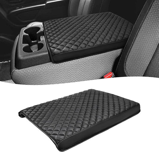 KBH Center Console Armrest Cover for Nissan Titan 2004-2024, Middle Console Lid Protector Pad Accessories, Vinyl Leather, Anti-Scratch, Black (Fits Jump Seat Console Only)