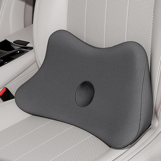Benazcap Lumbar Support Pillow for Car, Lower Back Support Pillow for Sciatica & Back Pain Relief, 2 in 1 Memory Foam Seat Cushion for Office Chair, Car Seat -Gray