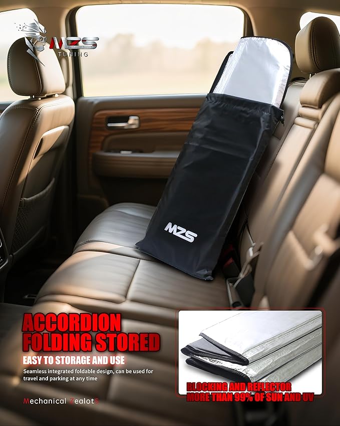 MZS Windshield Sun Shade Compatible with Altima 2019-2026, Foldable Car Front Window Sunshade with Storage Pouch, Sedan Sun Visor Shield Accessories for Interior Protector