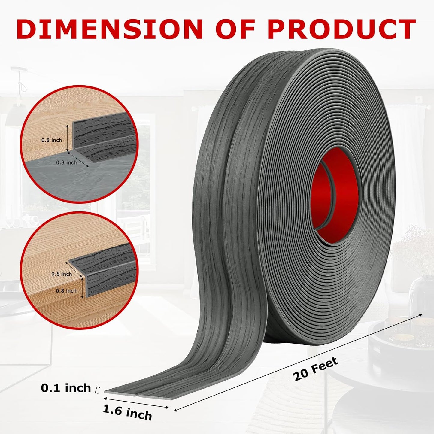 Flexible Wall Corner Protector Moulding Trim Peel and Stick Wall Corner Guards Edge Protector Self Adhesive Molding Trim Strip for Edge Ceiling (Deep Gray Wood Grain, 1.6 in x 20 Ft)