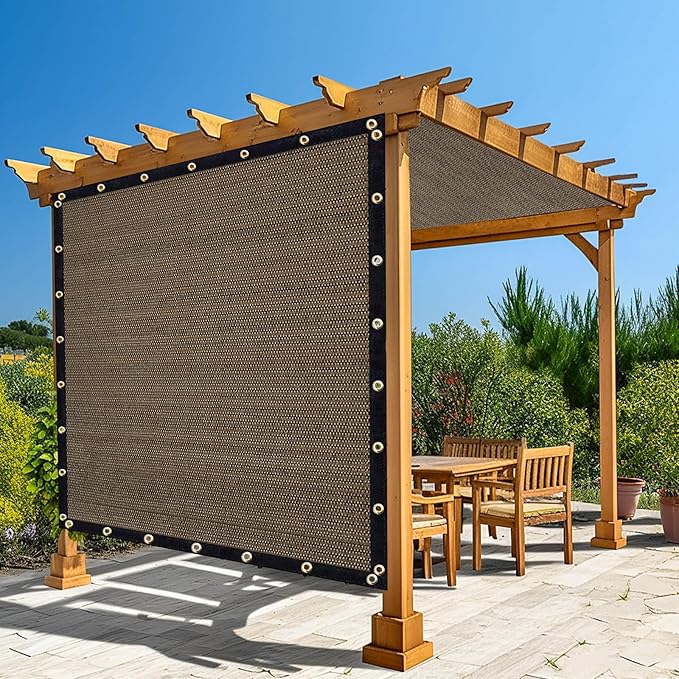 Amagenix 90% Shade Fabric 16'X 17' Mocha Sun Shade Cloth with Grommets for Pergola Replacement Shade Cover Canopy, Heavy Duty, Cable Zip Ties Included (We Customized)