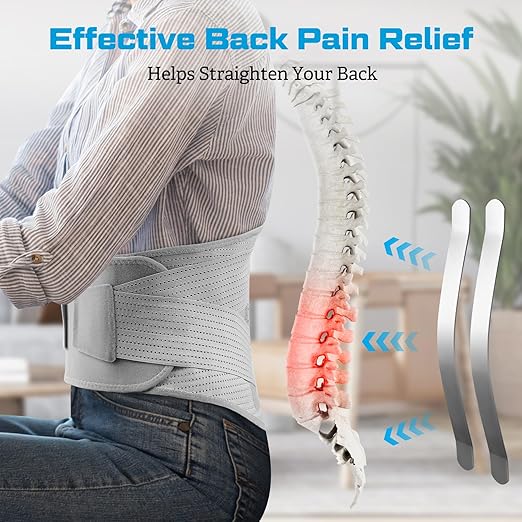 NEENCA Professional Back Brace for Herniated Disc, Lower Back Pain Relief, Lumbar Strain | Adjustable Lumbar Support Belt for Men and Women | Ideal for Work, Lifting, Posture Correction, Sciatica, Scoliosis (Gray, X-Large)