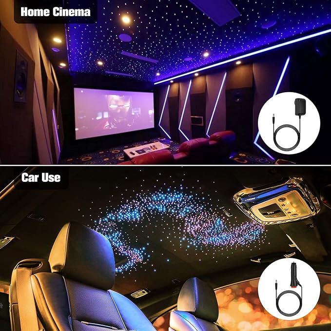 CHINLY Starlight Headliner Kit,650pcs 9.8ft 0.03in Star Light Headliner Kit,Twinkle Star Lights for Car,RGBW+APP+Remote Fiber Optic Lights Star Headliner Kit,Car Star Lights for Ceiling Car,Theater