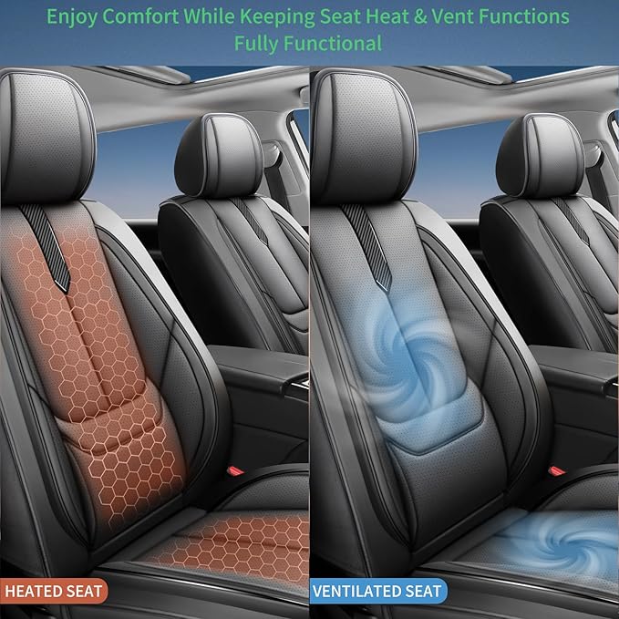 Fit Crosstrek Car Seat Covers for Subaru Crosstrek 2016-2025 2026 -Upgraded Premium Waterproof & Breathable Leather,Airbag Compatible,All-Weather Seat Cushion Protector,Full Set,Black