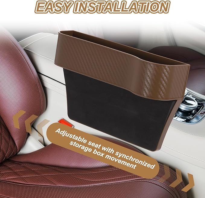 HARFINGTON Car Seat Gap Filler Organizer 10.2 x 6.5 x 2.8 Inch PP Universal Car Organizer Storage Box Between Seat and Console (Left) with Cup Holders for Phone Sunglasses Keys, Pink