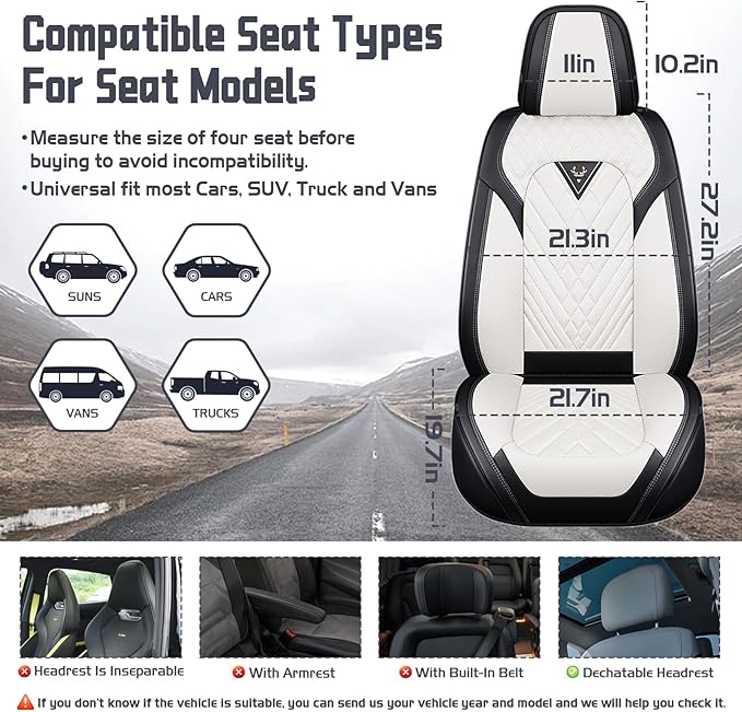 Truck Seat Covers for Ram 3500 2009-2026, Waterproof Premium Leather Full Coverage Car Seat Cover, Muscle Sport Style Auto Interior Seat Cover Sets (Full Set/Black White)