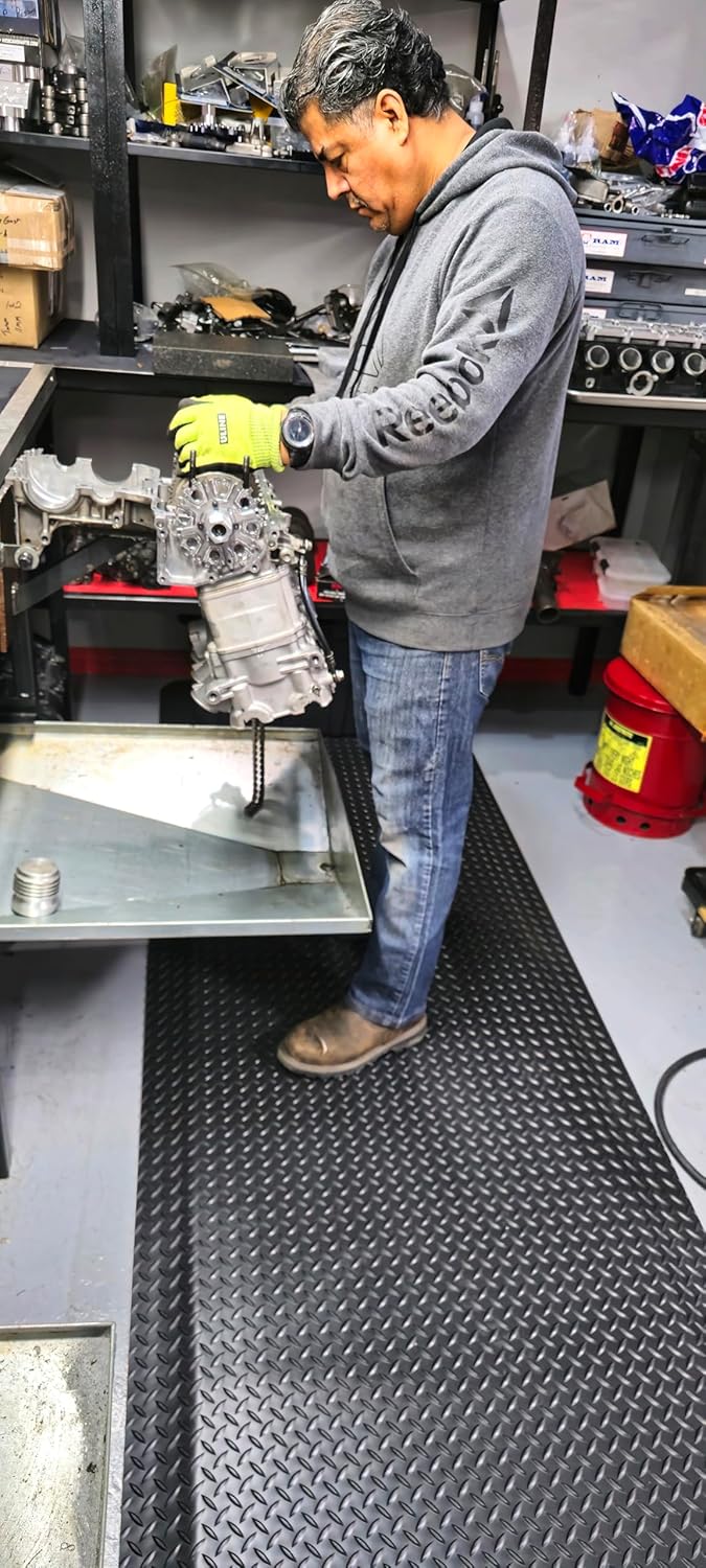Rhino Mats, American Classic Diamond Anti-Fatigue Mats, Industrial Ergonomic Comfort Standing Mat for Work, Home, Garage, Office, Kitchen or Anywhere (Black 1" Thick, 3 FT. x 10 FT.)