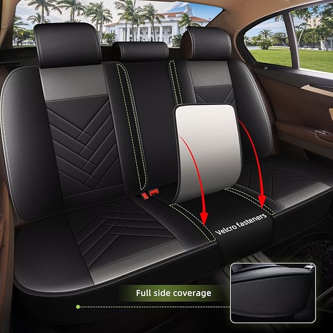 AOMSAZTO Car Seat Covers Fit for Kia Forte 2010-2025 2026 Full Set Premium Seat Covers Waterproof Leather Automotive Seat Cushion Protector Compatible with Airbag(5 Seats,Grey)