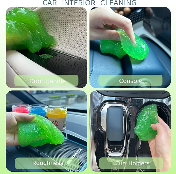 3-Pack Car Cleaning Gels Car Interior Cleaner Putty Slime Auto Detailing Tools Universal Dust Removal Cleaning Kit for Car Accessories Vents 3C Office Scented Jasmine
