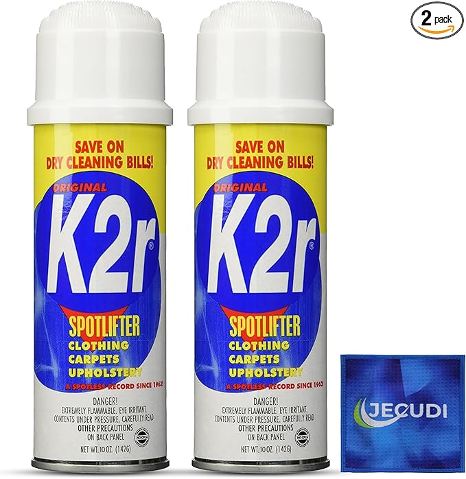 K2R SpotLifter Spot Remover Spray – Quick-Drying Stain Remover for Clothing, Carpets, Upholstery & Wallpaper – Built-In Brush Cap for No-Mess Touch-Ups – 10oz (2, 1)