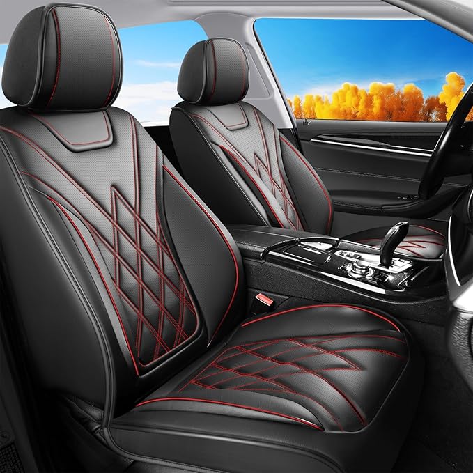 Fit TLX Car Seat Covers for Acura TLX 2014-2025 2026 - Premium Leather, Waterproof, All-Weather, Airbag Compatible, Anti-Slip, Breathable, Easy Install, Seat Protectors, Full Set, Redline