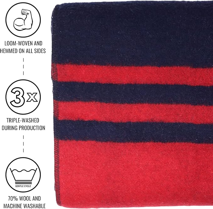Arcturus Rainier Wool Blanket - Warm, Heavy, Washable, Bed Blanket | Great for Home & Camping (Lava Canyon, Queen)