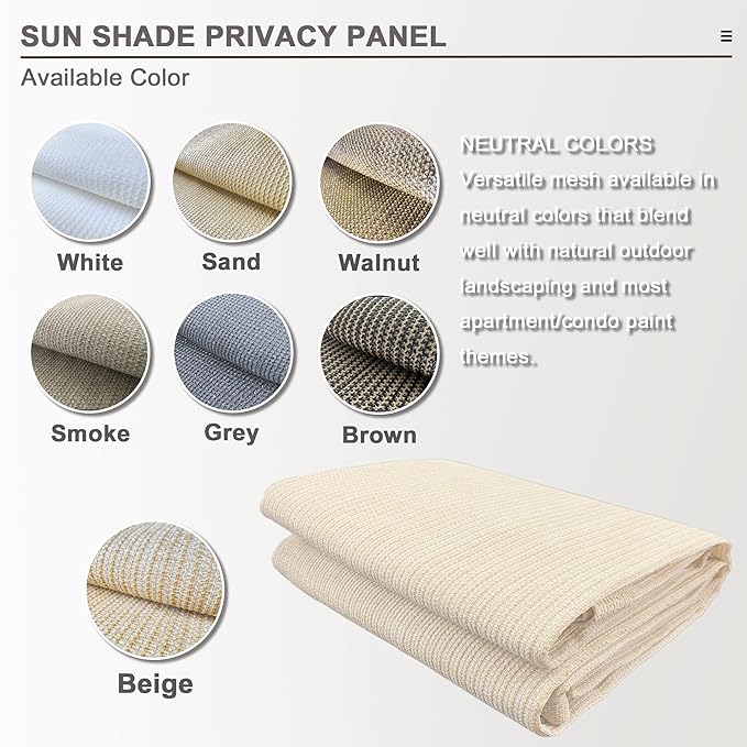 Sun Shade Privacy Panel with Grommets on 4 Sides for Patio, Awning, Window Cover, Pergola or Gazebo (Banha Beige, 10' x 10')