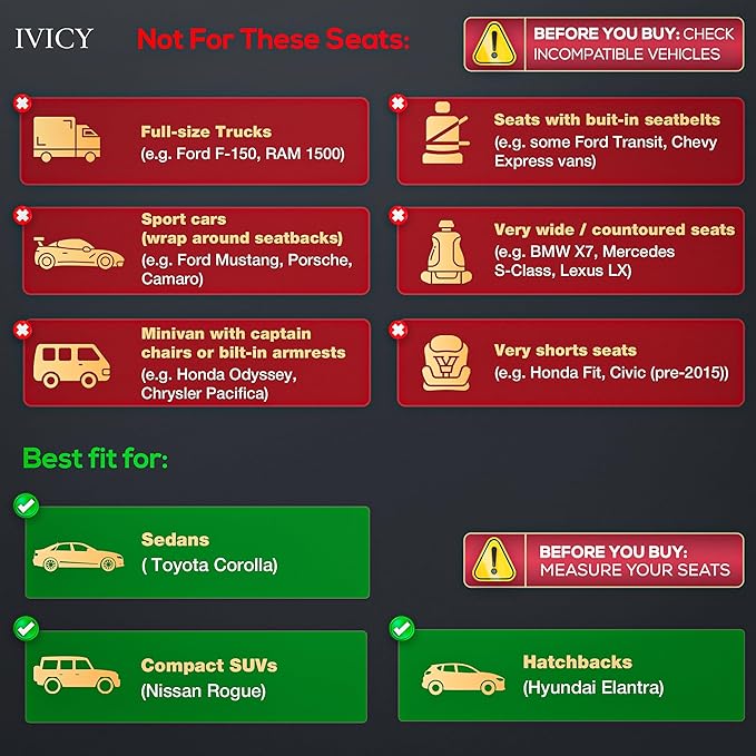 IVICY Faux Linen Front Car Seat Cover – Durable, Non-Slip Seat Protector for Cars – 1 Unit, Cool Gray