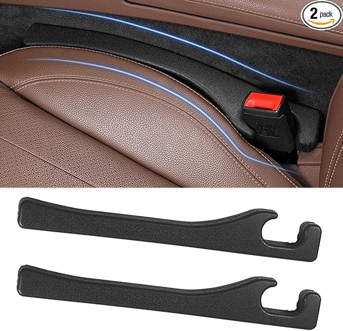 2 Pack Car Seat Gap Filler, Universal Fit Car Seat Gap Plug to Fill The Gap Between Seat and Console, Car SUV Truck Accessories Interior Fit Organizer Stop Cellphone Wallet Keys Coins from Dropping