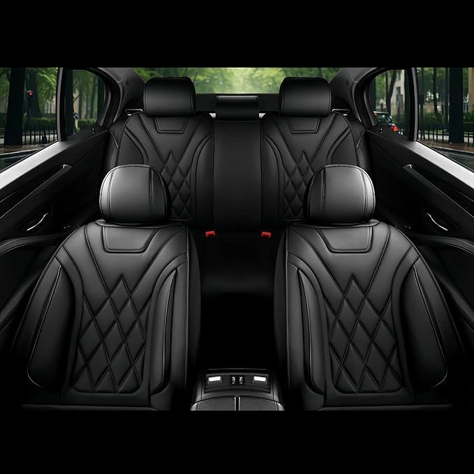 Fit RDX Car Seat Covers for Acura RDX 2010-2025 2026 - Premium Leather, Waterproof, All-Weather, Airbag Compatible, Anti-Slip, Breathable, Easy Install, Seat Protectors, Full Set, Black