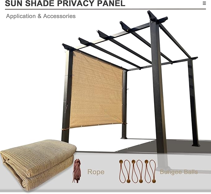 Sun Shade Privacy Panel with Grommets on 4 Sides for Patio, Awning, Window Cover, Pergola or Gazebo (Walnut, 8' x 5')