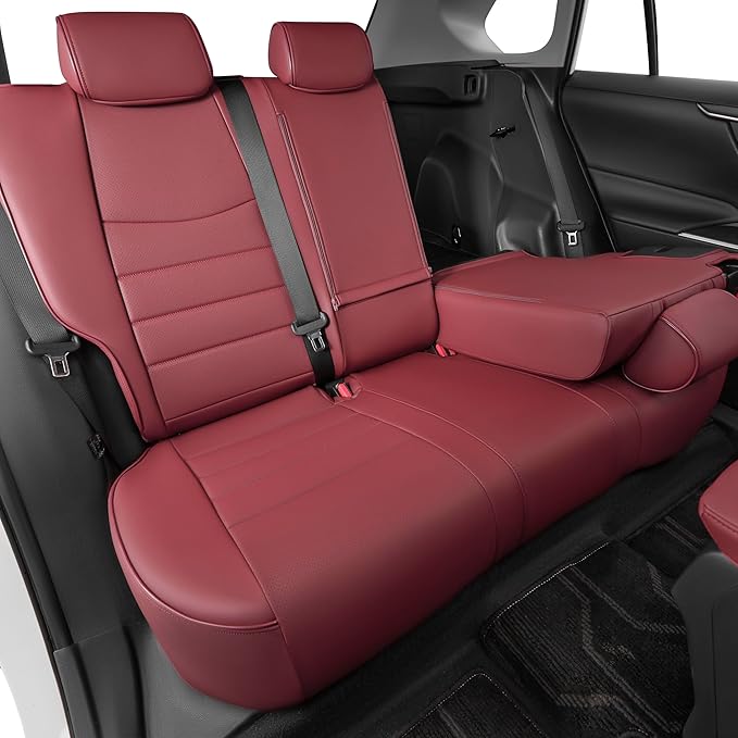 HKZ Fit RAV4 Car Seat Cover Set for 2013 2014 2015 2016 2017 2018 Toyota RAV4 Limited XLE SE Platinum Adventure-Leather(Burgundy)